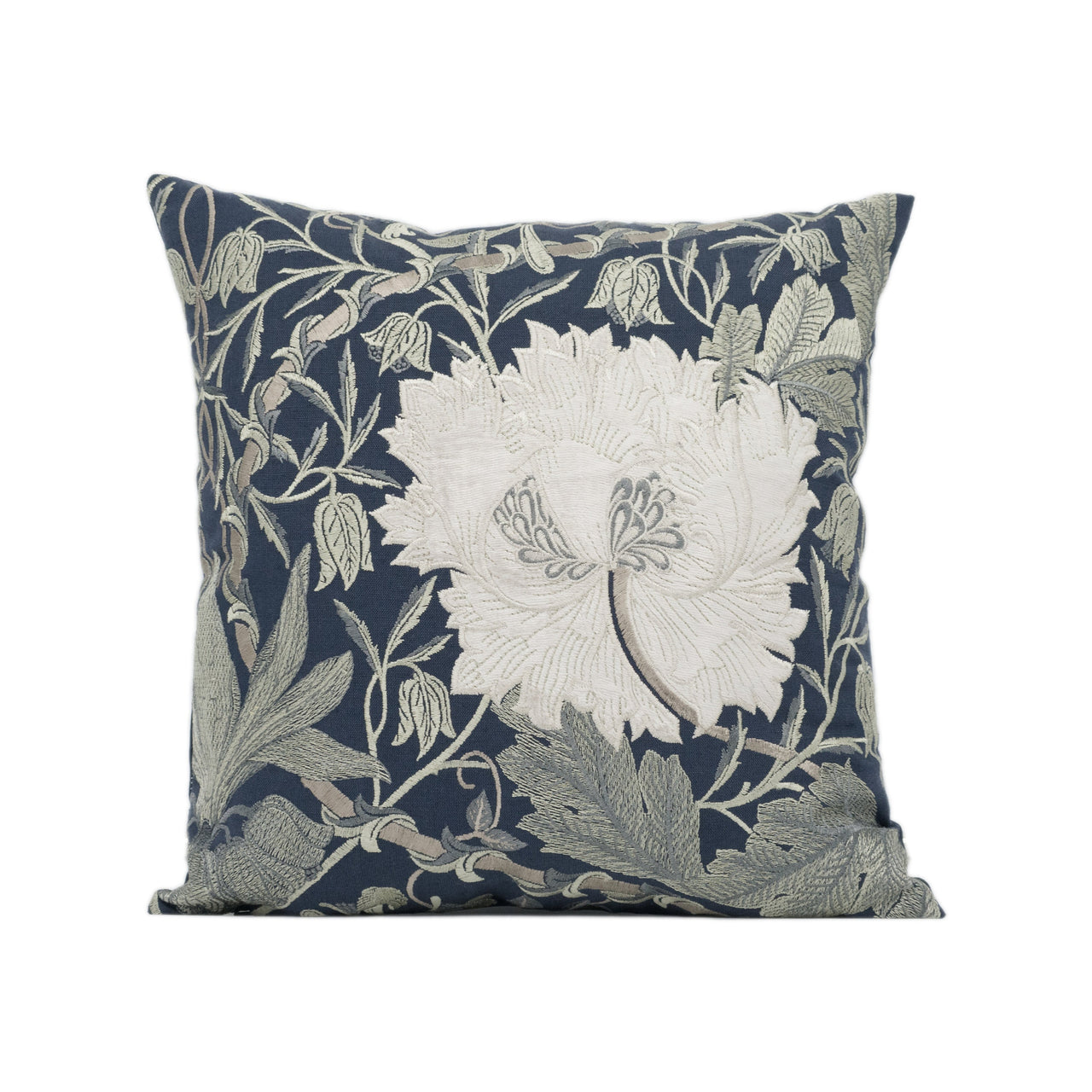 William Morris - Pure Honeysuckle & Tulip Embroidery - Inky Purple - Classic Cushion Cover - Handmade Throw Pillow - Designer Home Décor