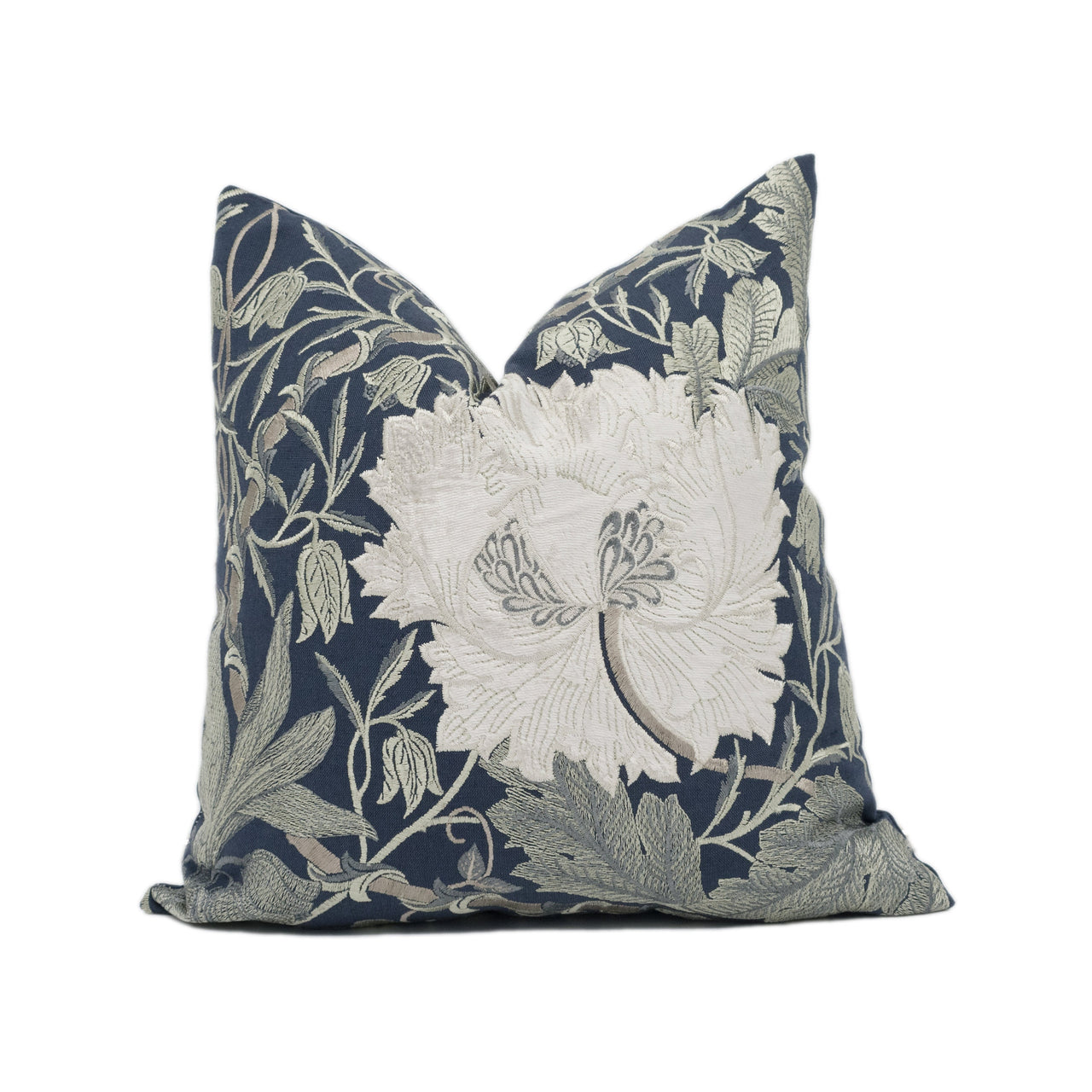 William Morris - Pure Honeysuckle & Tulip Embroidery - Inky Purple - Classic Cushion Cover - Handmade Throw Pillow - Designer Home Décor