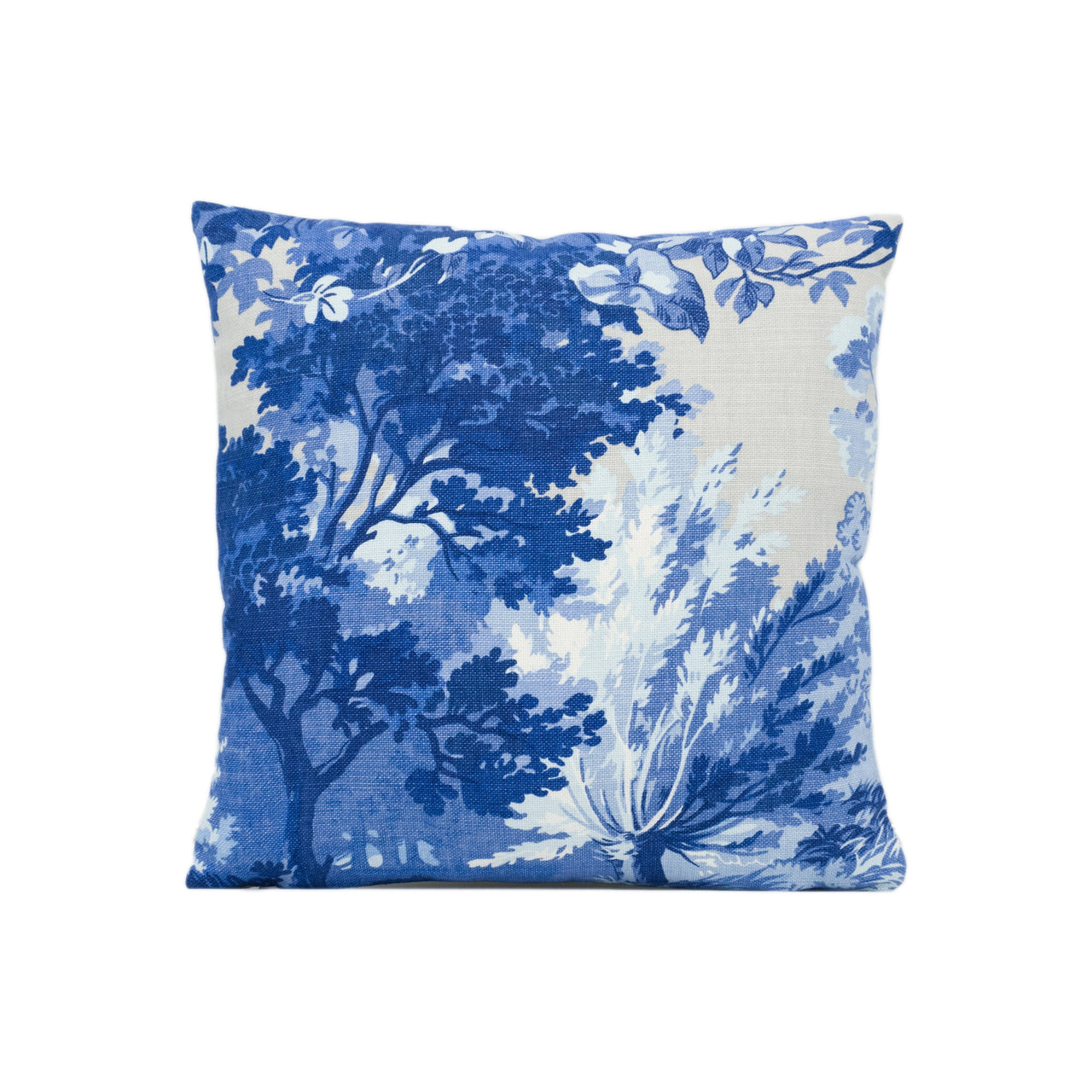 Thibaut - Lincoln Toile - Blue and Flax - Soft Muted Scenic Pattern Piped Cushion Cover - Handmade Throw Pillow - Designer Home Décor