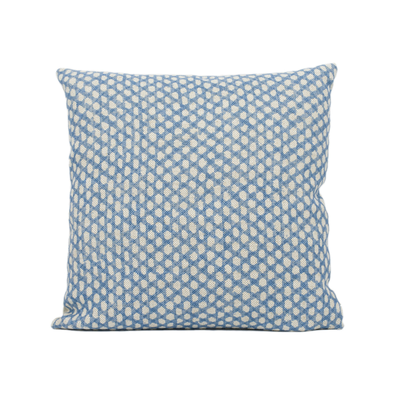 Fermoie - Wicker Linen - Blue 103 - Hand Drawn Geometric Lattice Motif Cushion Cover - Handmade Throw Pillow - Designer Home Décor