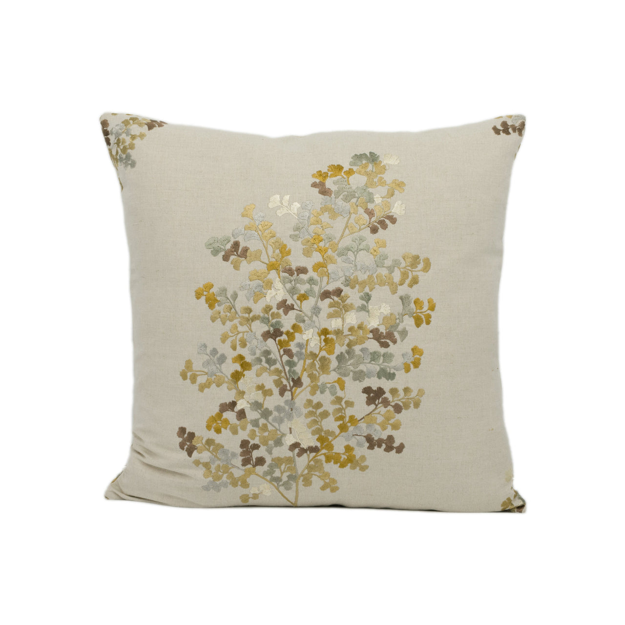 Sanderson - Wendell Embroidery - Honey / Grey - Autumnal Embroidered Foliage Cushion Cover - Handmade Throw Pillow - Designer Home Décor