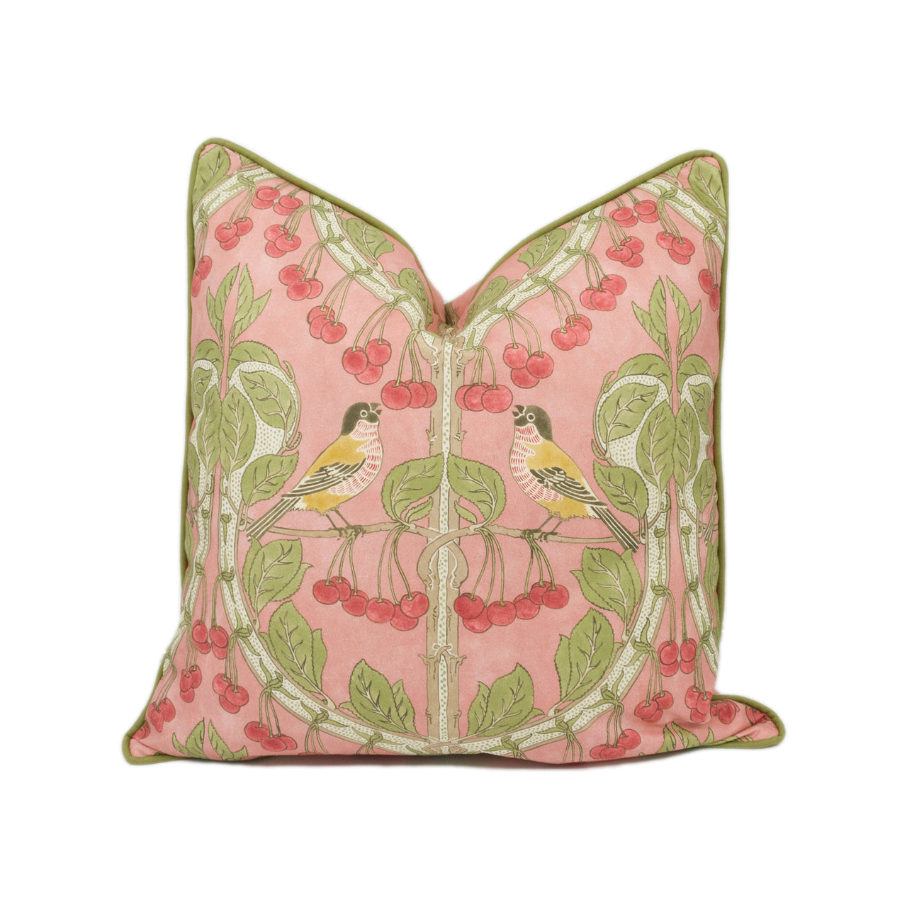 GP and J Baker - Birds & Cherries - Coral - Charming Floral Bird Cushion Cover - Handmade Throw Pillow - Designer Home Décor