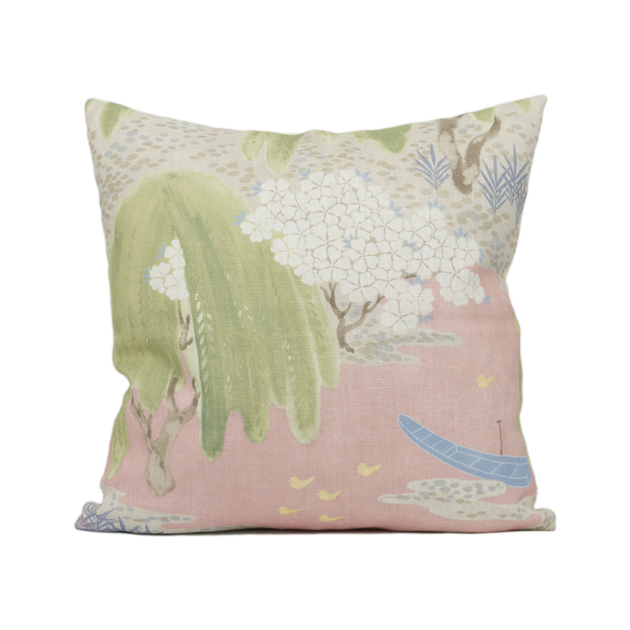 Anna French x Thibaut - Willow Tree - Blush - Asian Inspired Nature Scenes Cushion Cover - Handmade Throw Pillow - Designer Home Décor