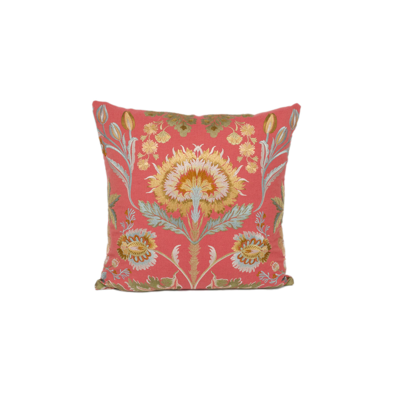 Colefax and Fowler - Dianthus - Red - Gloriously Grand Embroidered Floral Cushion Cover - Luxury Throw Pillow - Handmade Home Décor