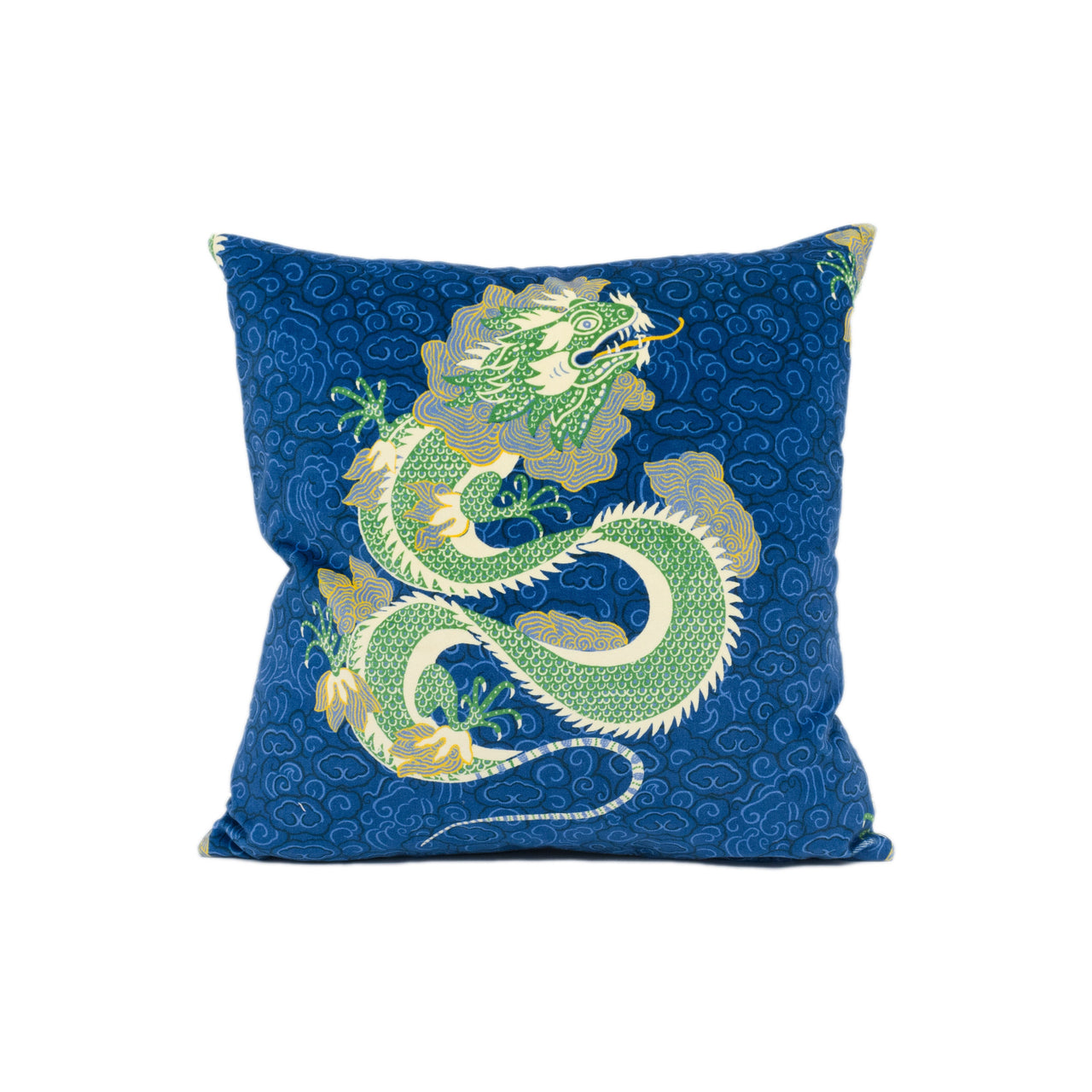 Sanderson - Water Dragon - Emperor Blue / Emerald - Plush Asian Inspired Velvet Cushion Cover - Handmade Throw Pillow - Designer Home Décor