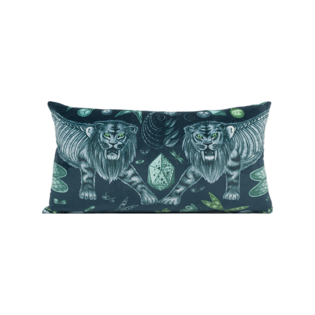 Enchanting Bold Maximalist Fantasy Extinct Animal Velvet Cushion Cover - Handmade Throw Pillow - Designer Home Décor