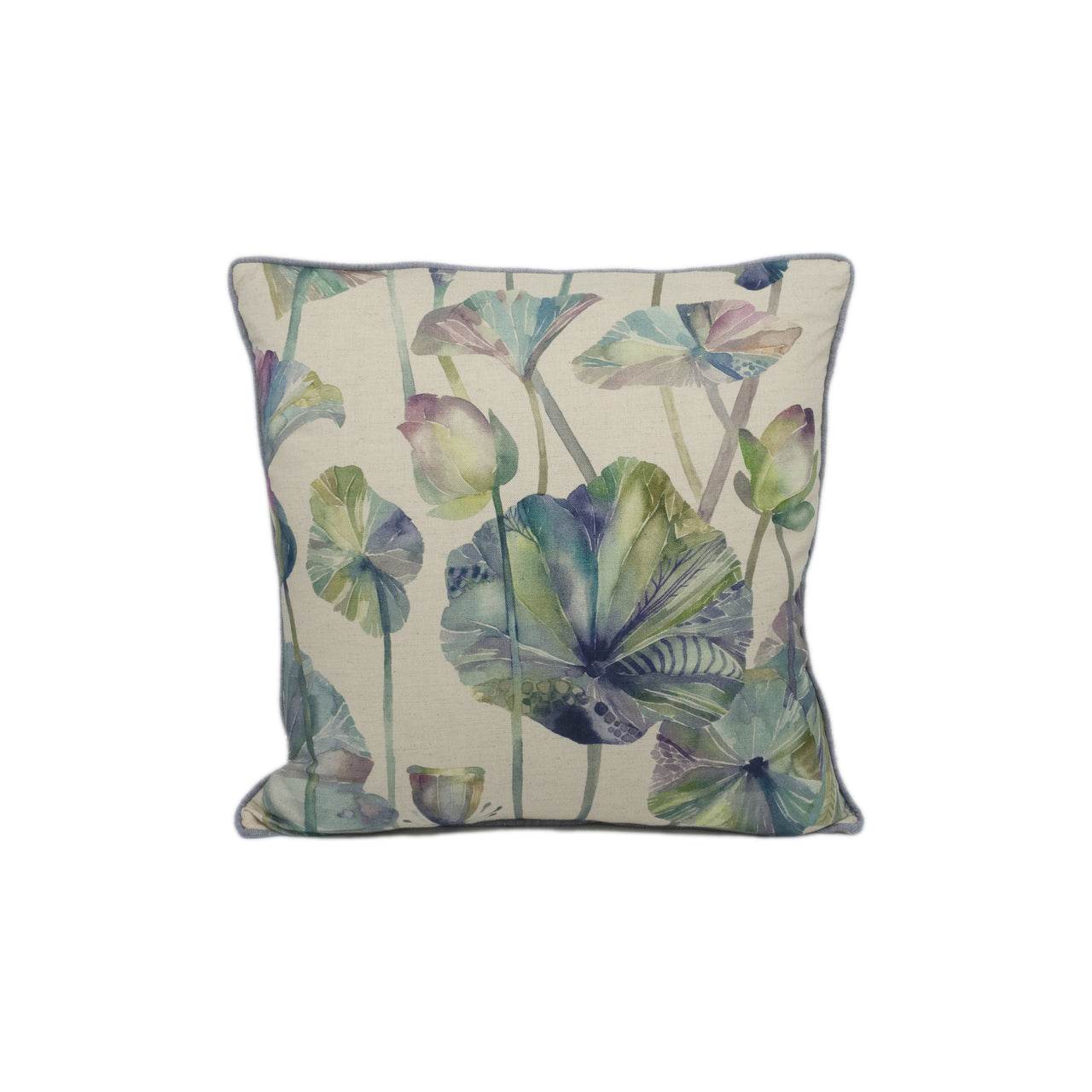 Voyage - Cheriton - Skylark - Stunning Watercolour Lotus Cushion Cover - Handmade Throw Pillow Designer Home Decor