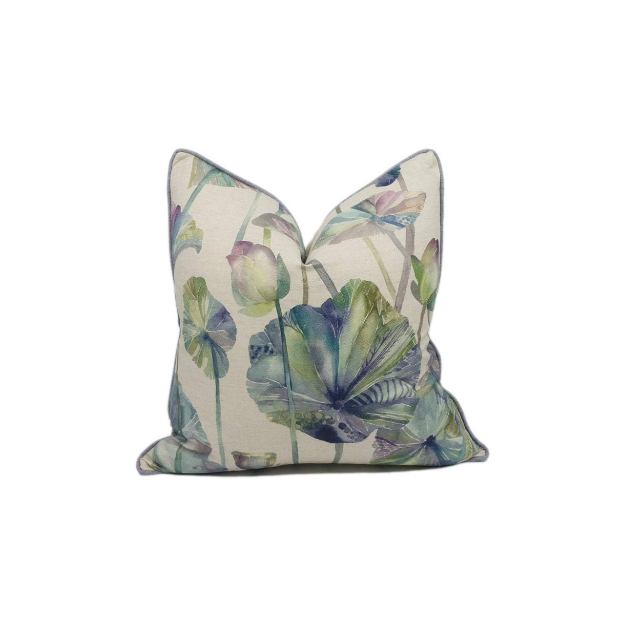 Voyage - Cheriton - Skylark - Stunning Watercolour Lotus Cushion Cover - Handmade Throw Pillow Designer Home Decor