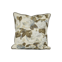 Thumbnail for Cowtan and Tout - Rose & Hydrangea - Platinum / Teak - Chic Classic Piped Floral Cushion Cover - Handmade Throw Pillow - Designer Home Décor