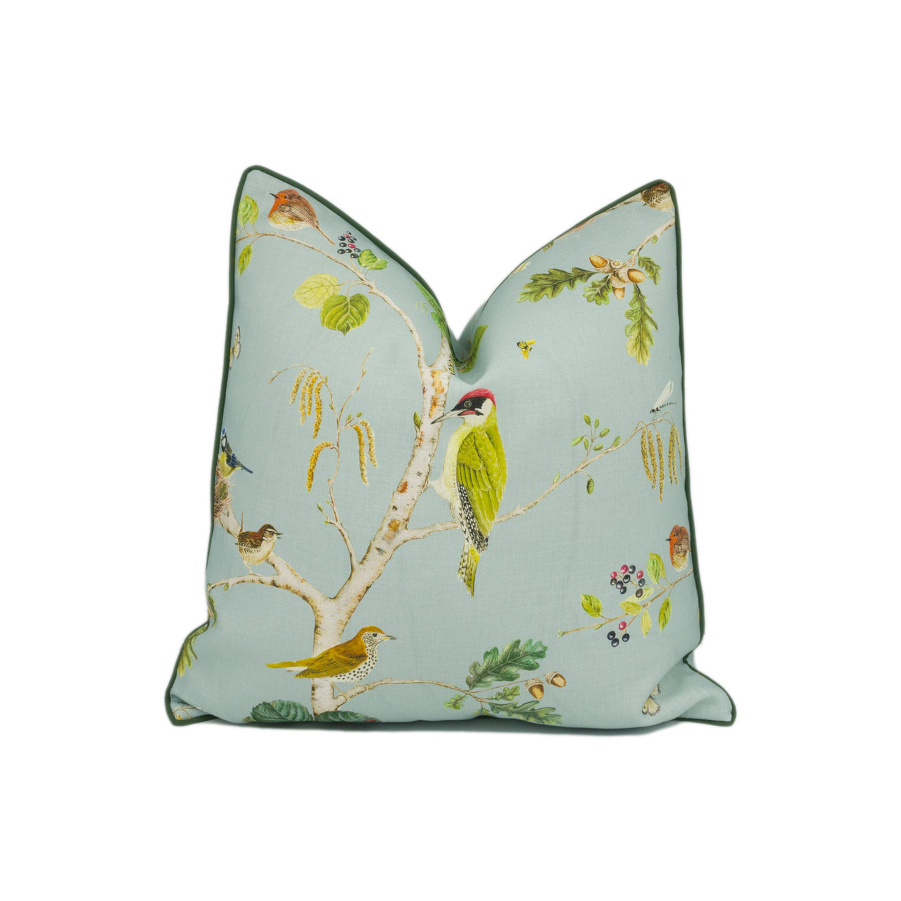 Sanderson - Woodland Chorus - Sky Blue / Multi - Bright Designer Outdoor Fabric Cushion Cover Throw Pillow Home Décor