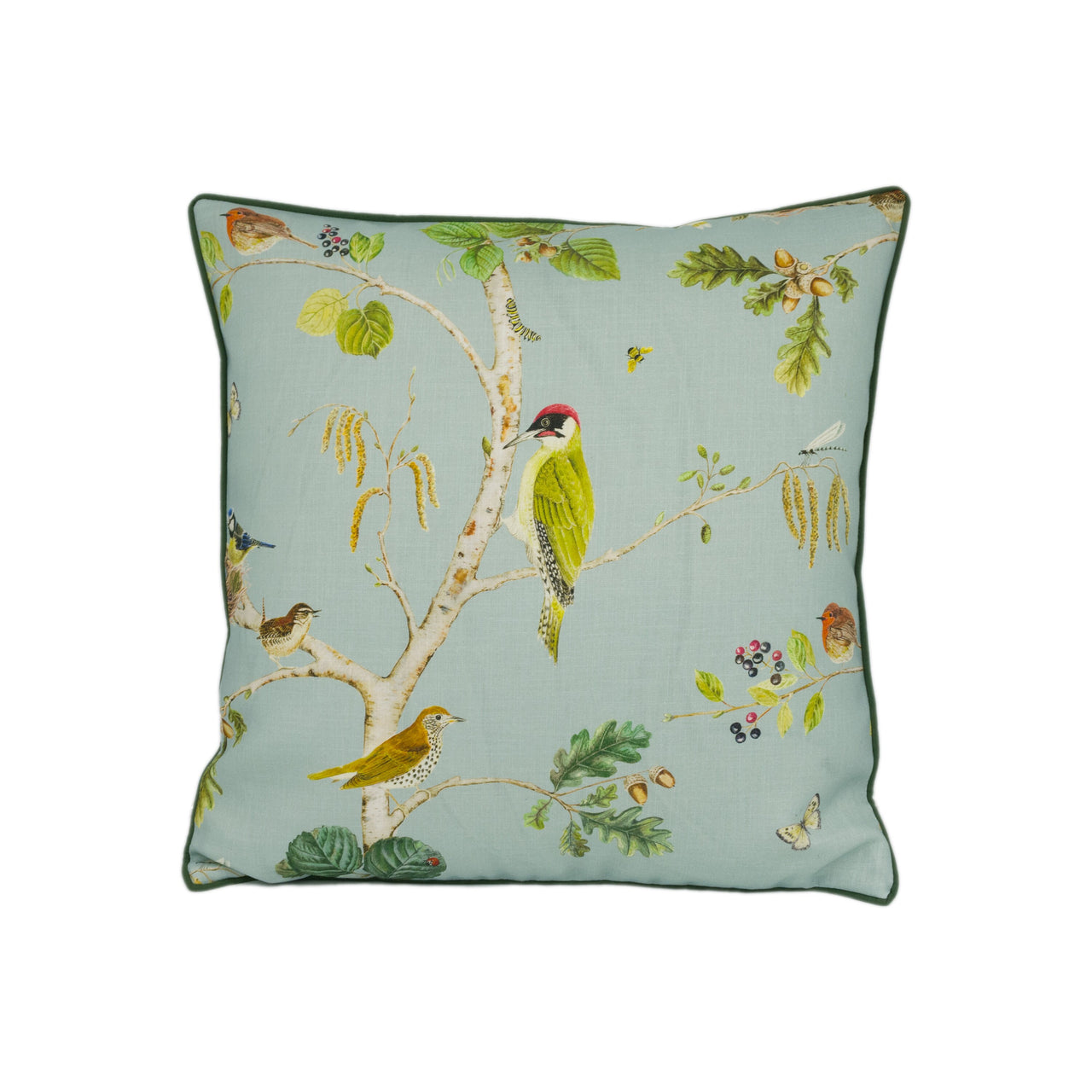 Sanderson - Woodland Chorus - Sky Blue / Multi - Bright Designer Outdoor Fabric Cushion Cover Throw Pillow Home Décor