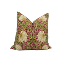 Thumbnail for William Morris - Pimpernel Cotton - Red / Thyme Cushion Cover Throw Pillow Designer Home Decor