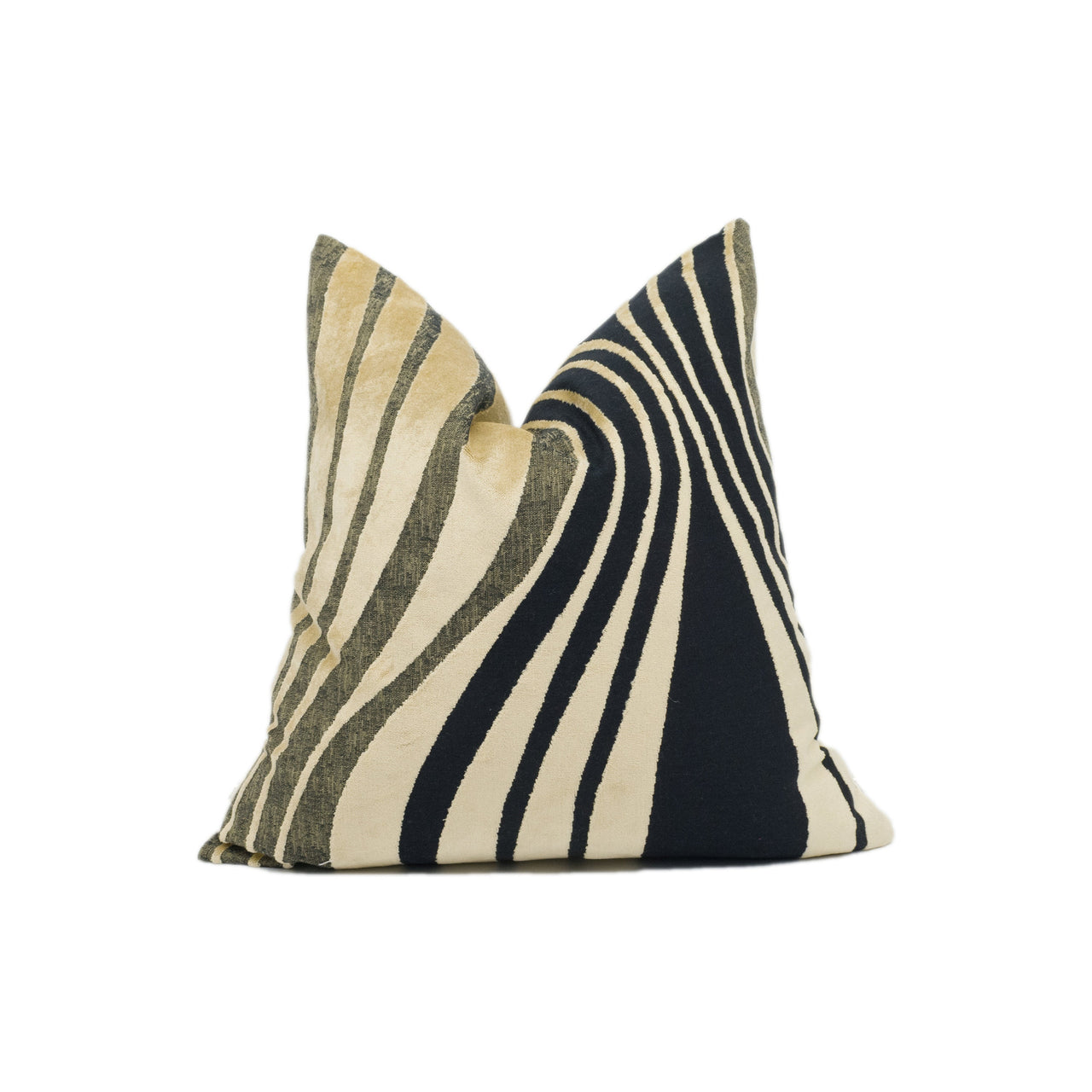 Chic Black and Gold Abstract Striped Velvet Cushion Cover - Handmade Throw Pillow - Designer Home Décor