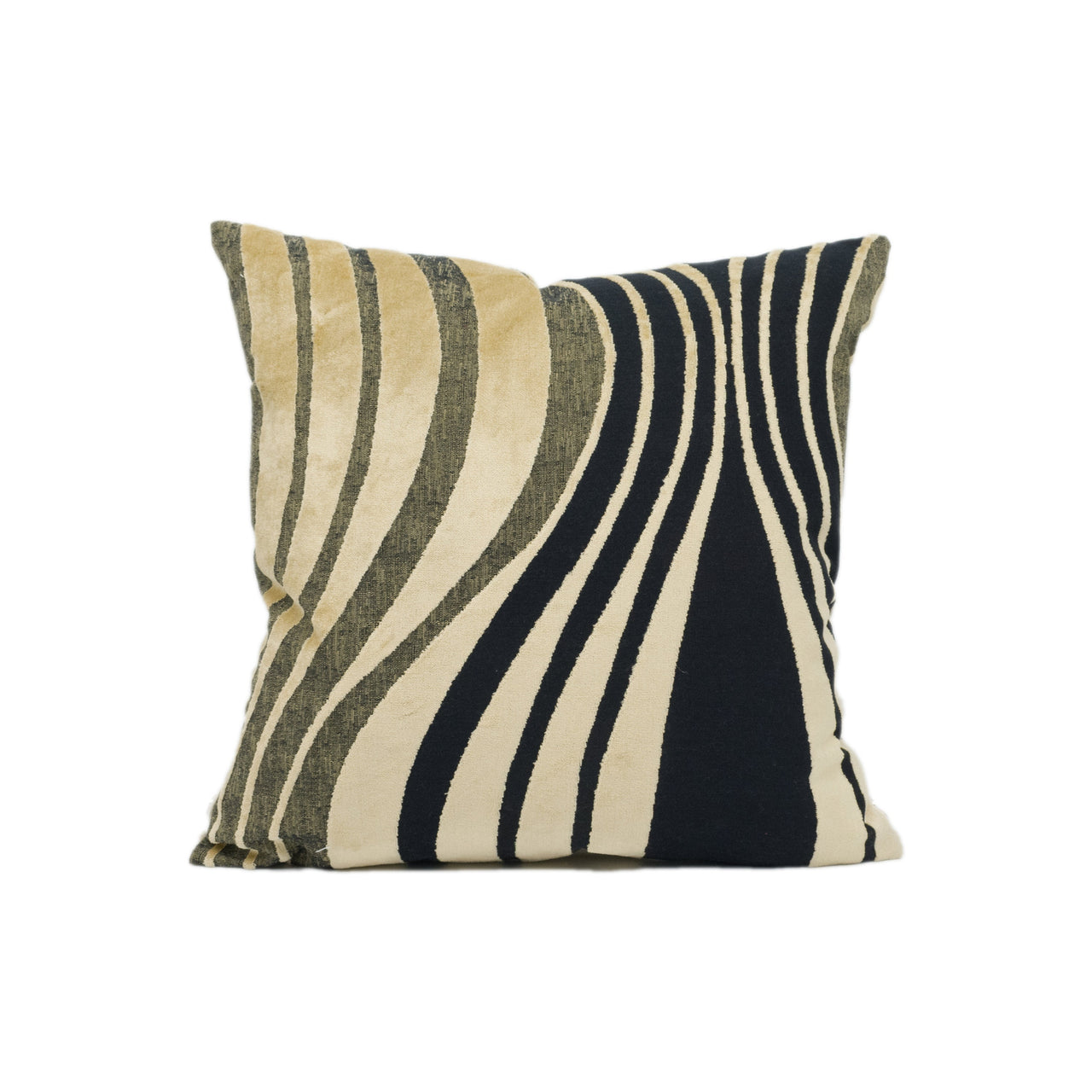 Chic Black and Gold Abstract Striped Velvet Cushion Cover - Handmade Throw Pillow - Designer Home Décor