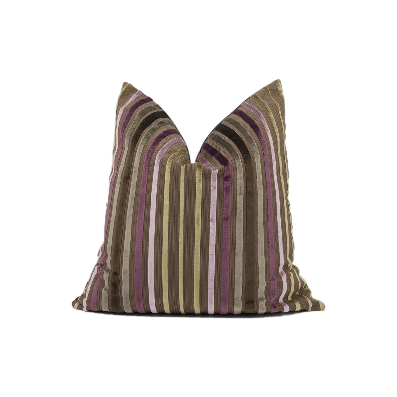 Zoffany - Rossini - Chocolate  Mauve - Sophisticated Plush Striped Velvet Cushion Cover - Handmade Throw Pillow - Designer Home Décor