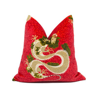 Thumbnail for Sanderson - Water Dragon - Cinnabar Red - Plush Asian Inspired Velvet Cushion Cover - Handmade Throw Pillow - Designer Home Décor