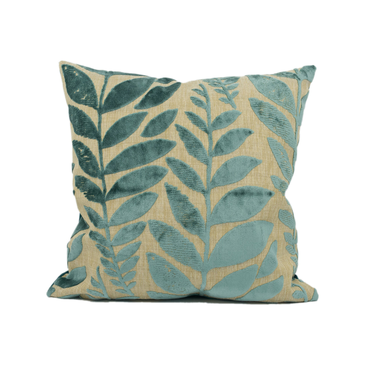 Designers Guild - Foglia - Azure - Handsome Fern Leaf Nature Inspired Cut Velvet Cushion Cover - Handmade Throw Pillow - Designer Home Décor