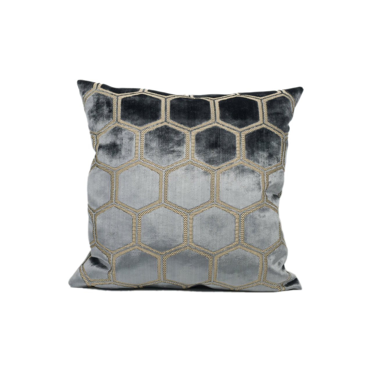 Designers Guild - Manipur - Silver - Luxury Cut Velvet Hexagon Honeycomb Cushion Cover Throw Pillow Designer Home Décor