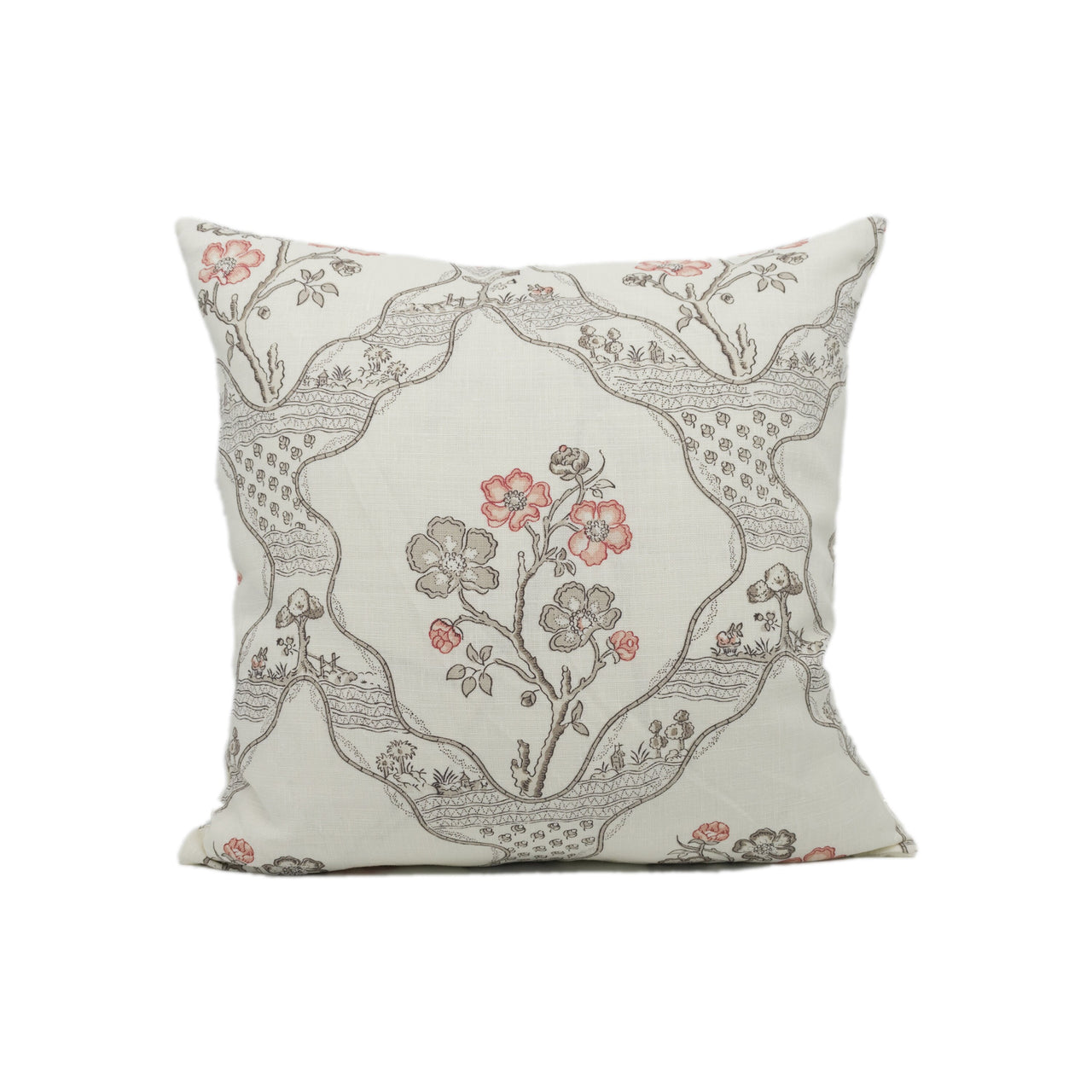 Schumacher - Marella - Rose - Charming Wavy Botanical Trellis Cushion Cover - Handmade Throw Pillow - Designer Home Décor