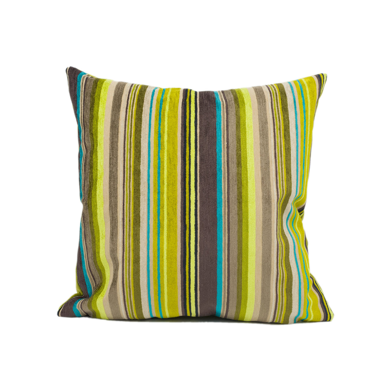 Fun Bright Green and Blue Striped Velvet Cushion Cover - Handmade Throw Pillow - Designer Home Décor