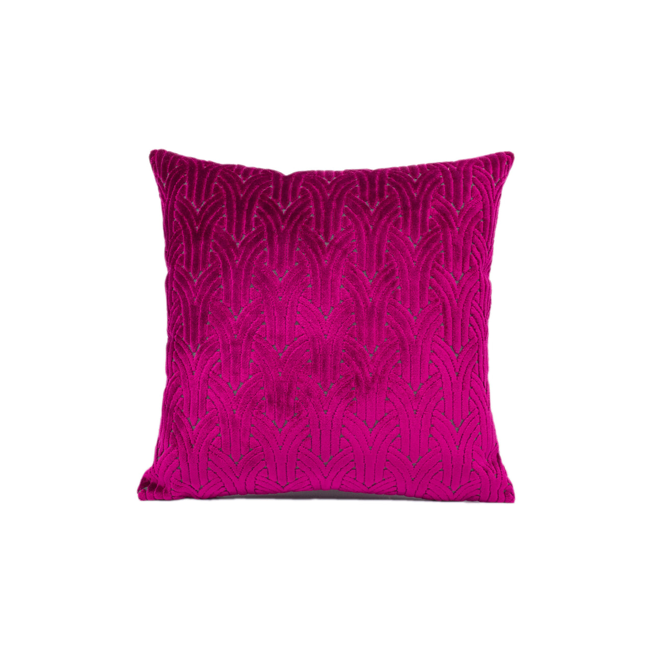 Chic Modern Magenta Pink Art Deco Arches Geometric Cut Velvet Cushion Cover - Handmade Throw Pillow - Designer Home Décor