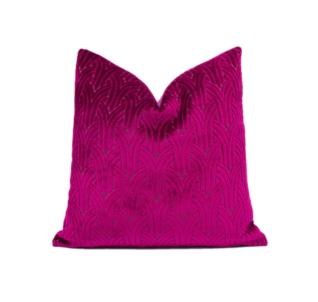 Chic Modern Magenta Pink Art Deco Arches Geometric Cut Velvet Cushion Cover - Handmade Throw Pillow - Designer Home Décor