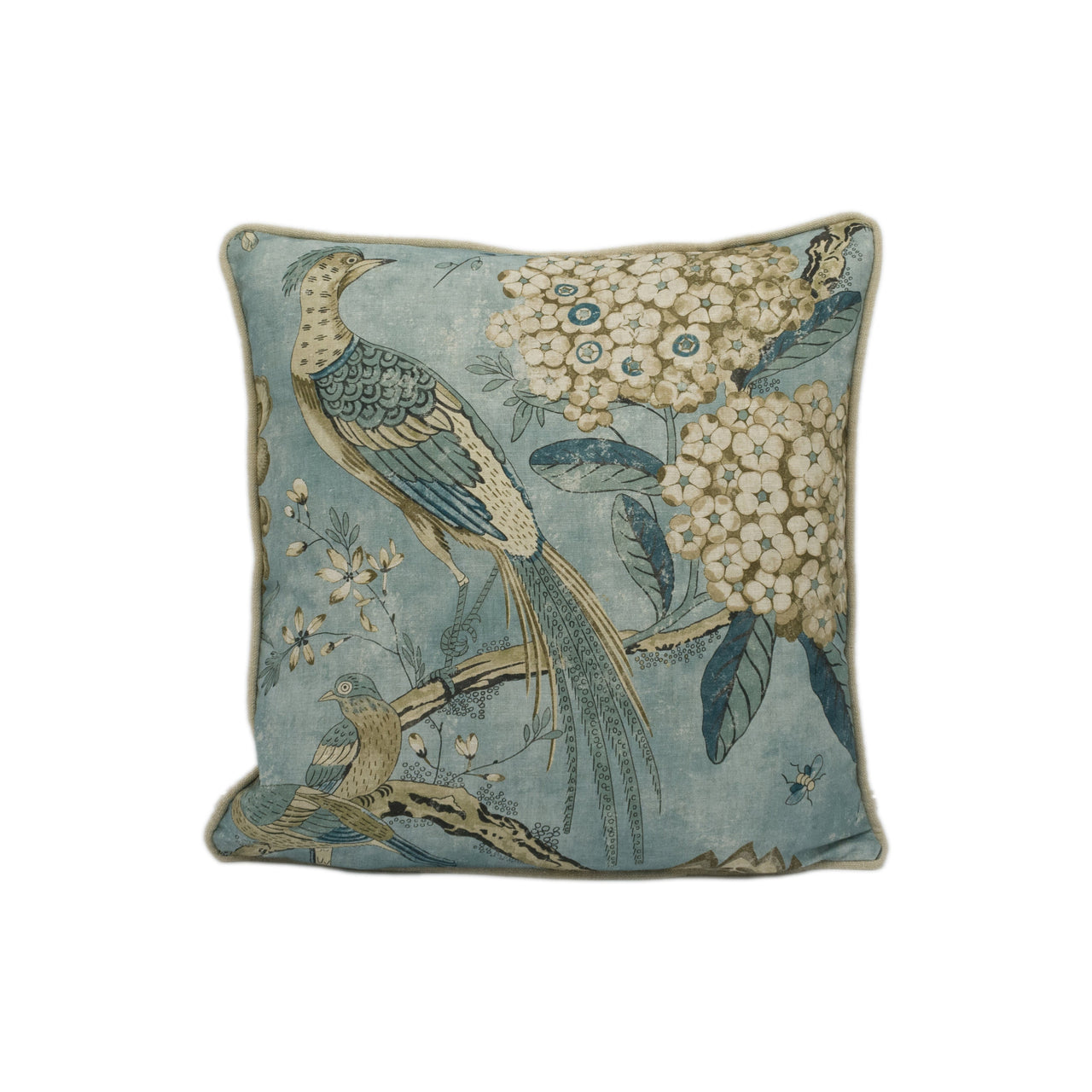 Anna French x Thibaut - Villeneuve - Aqua - Antique Avant Garde Bird Designer Cushion Cover - Luxury Throw Pillow - Handmade Home Decor