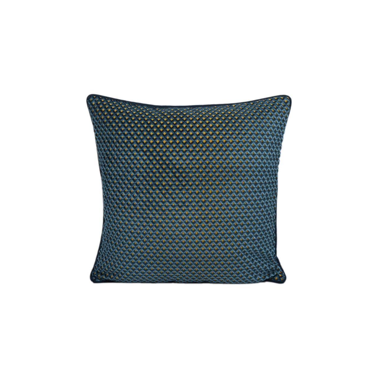 Designers Guild - Portland - Delft - Plush Geometric Contrast Piped Velvet Cushion Cover - Handmade Throw Pillow - Designer Home Décor