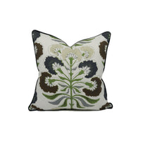 Thumbnail for Thibaut - Tybee Tree - Black and Green - Indian Block Print Inspired Floral Cushion Cover - Handmade Throw Pillow - Designer Home Décor