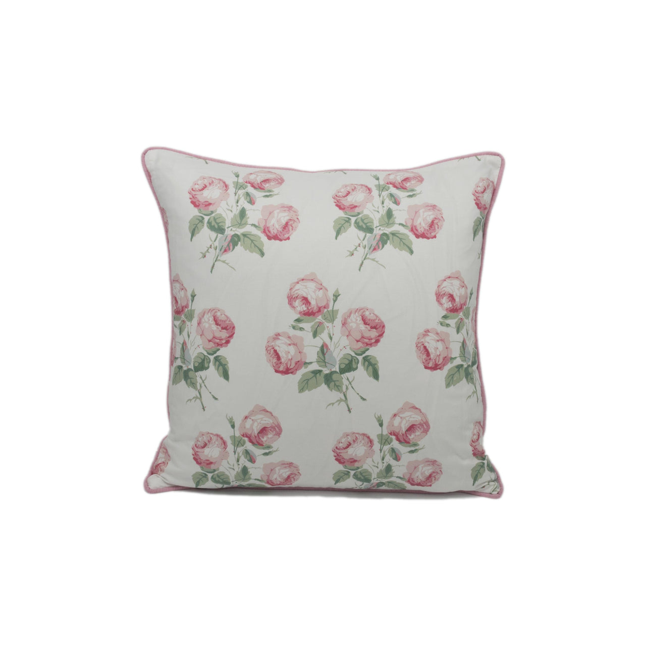 Colefax and Fowler - Bowood - Pink / Leaf Chintz - Iconic Pink Piped Floral Designer Cushion Cover - Handmade Throw Pillow Luxury Home Décor