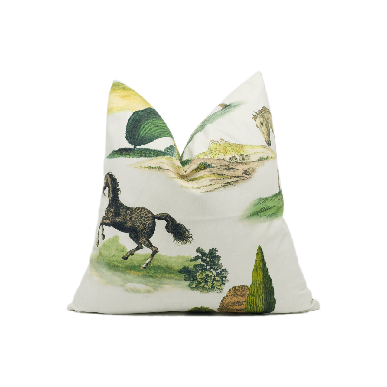 John Derian - Designers Guild - The Range - Parchment - Countryside with Horses Cushion Cover - Handmade Throw Pillow - Designer Home Décor