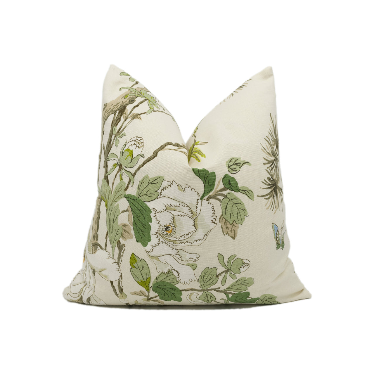 GP & J Baker - Tree Peony - Cream / Ivory / Sand - Archival Flowers and Birds Cushion Cover - Handmade Throw Pillow - Designer Home Décor