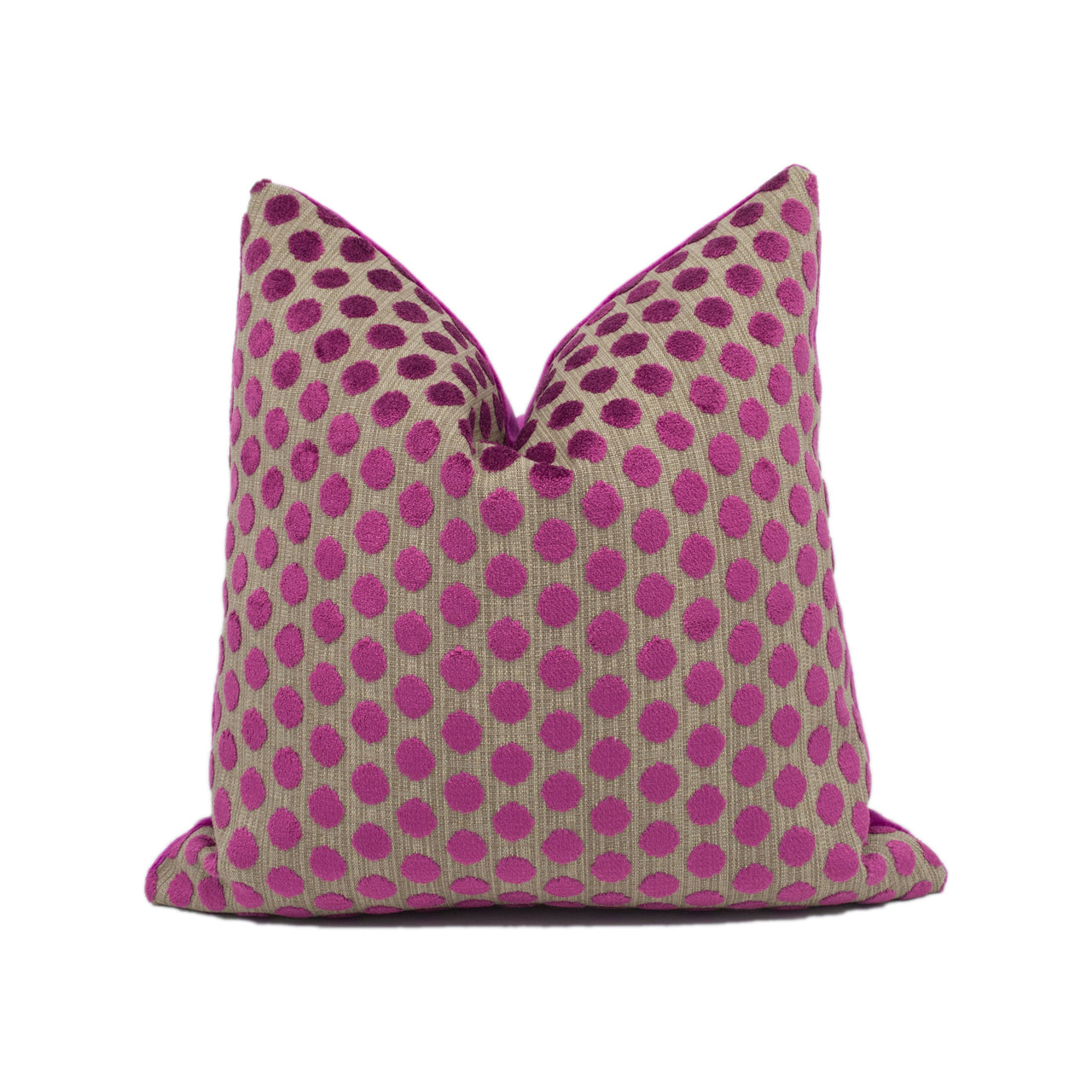 Fun Modern Pink Cut Velvet Polka Dot Cushion Cover - Handmade Throw Pillow - Designer Home Décor