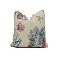 Thumbnail for Sanderson - Lily Bank - Ruby / Indigo - Gorgeous Botanical Floral Self Piped Cushion Cover - Handmade Throw Pillow - Designer Home Décor