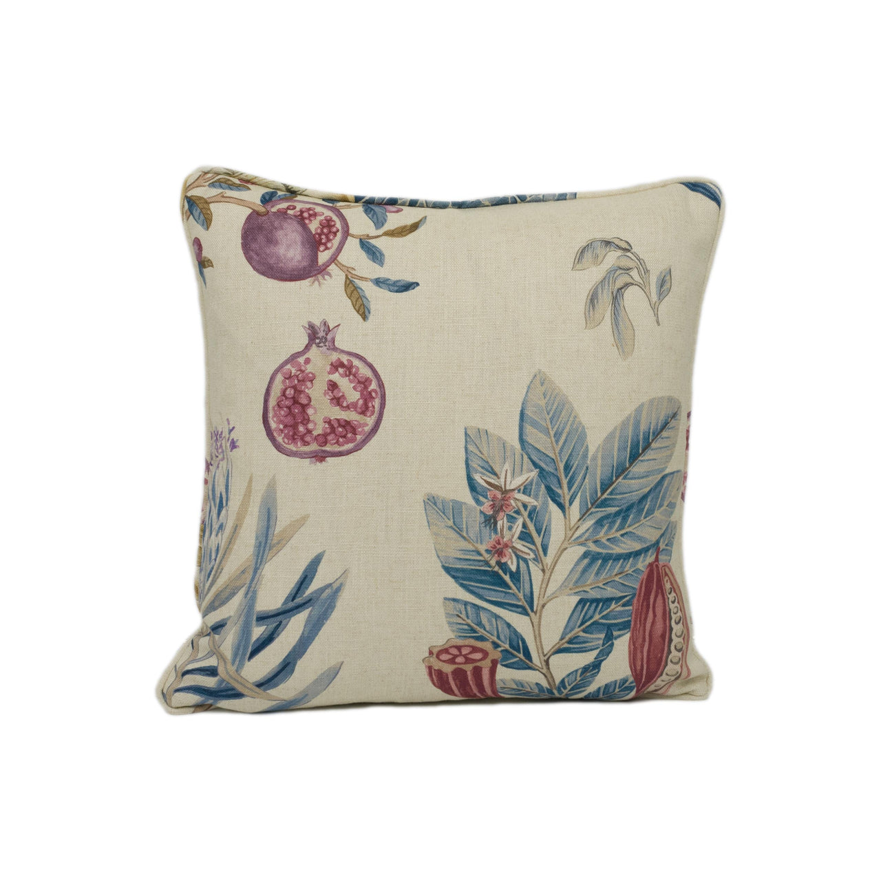 Sanderson - Lily Bank - Ruby / Indigo - Gorgeous Botanical Floral Self Piped Cushion Cover - Handmade Throw Pillow - Designer Home Décor