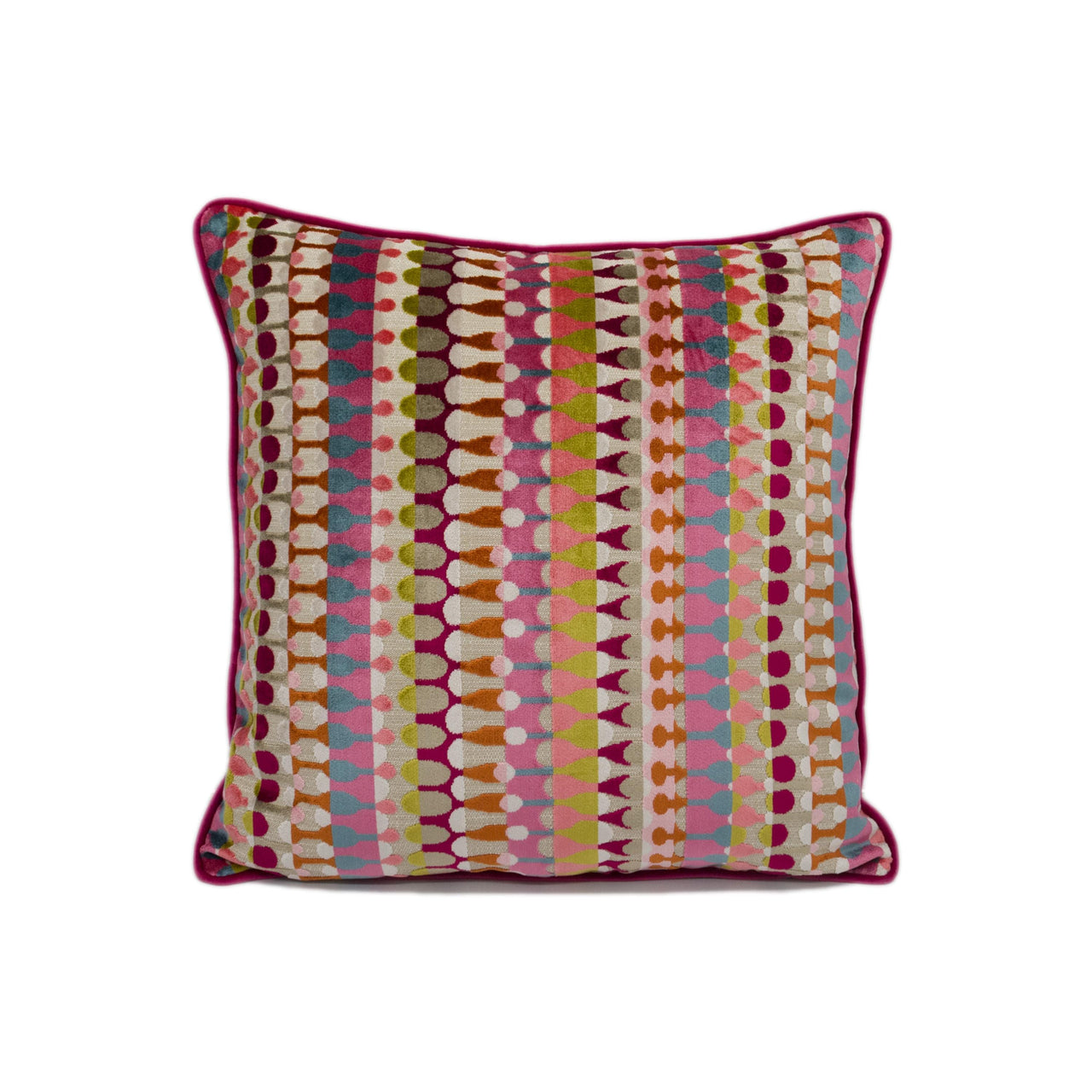 Clarke & Clarke - Orpheus - Magenta / Peacock - Fun Urban Geometric Cut Velvet Designer Cushion Cover - Luxury Throw Pillow - Handmade Home