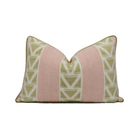 Thumbnail for Anna French x Thibaut - Burton Stripe - Blush / Green - Classic Striped Geometric Designer Cushion Cover Luxury Throw Pillow Designer Home