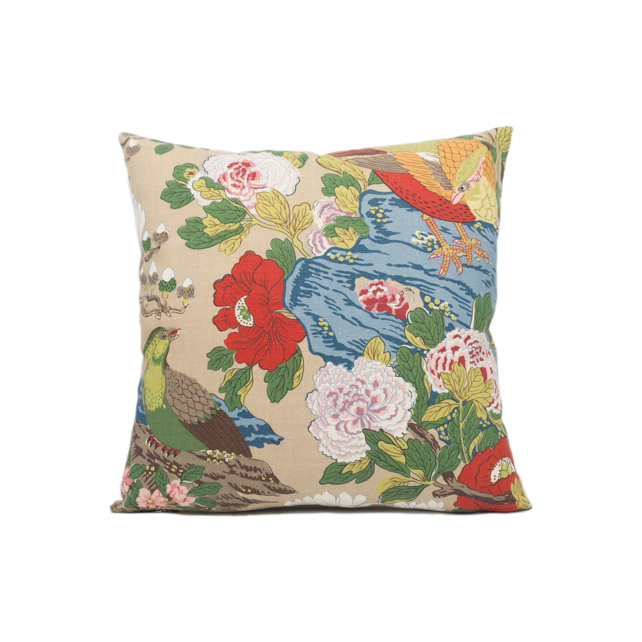 GP & J Baker - Rockbird Signature - Multi - Exotic Magnolia Tree Pheasant Cushion Cover Handmade Throw Pillow Designer Home Décor