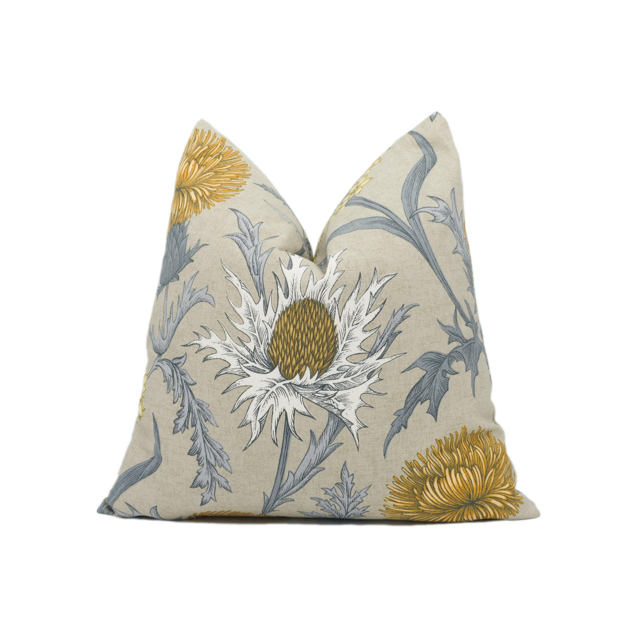 ILiv - Acanthium - Ochre - Cosy Farmhouse Floral Thistle Cushion Cover - Handmade Throw Pillow - Designer Home Décor