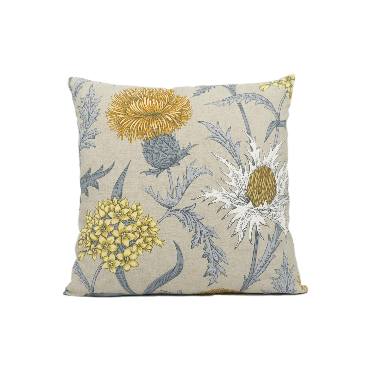 ILiv - Acanthium - Ochre - Cosy Farmhouse Floral Thistle Cushion Cover - Handmade Throw Pillow - Designer Home Décor