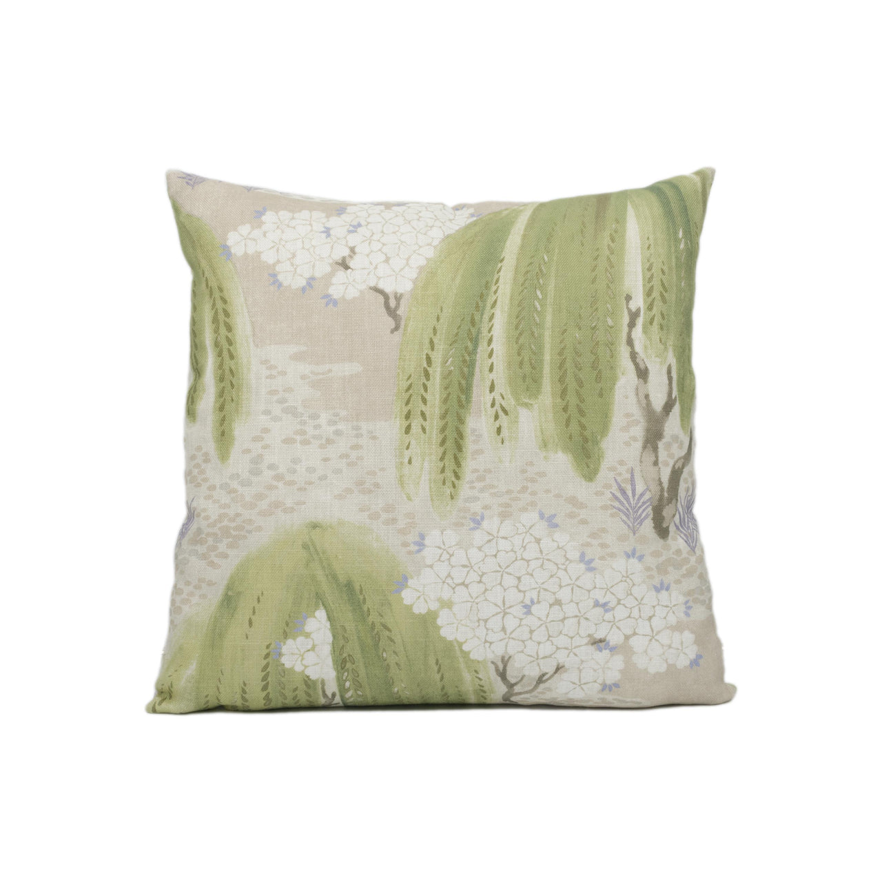 Anna French x Thibaut - Willow Tree - Beige - Asian Inspired Nature Scenes Cushion Cover - Handmade Throw Pillow - Designer Home Décor