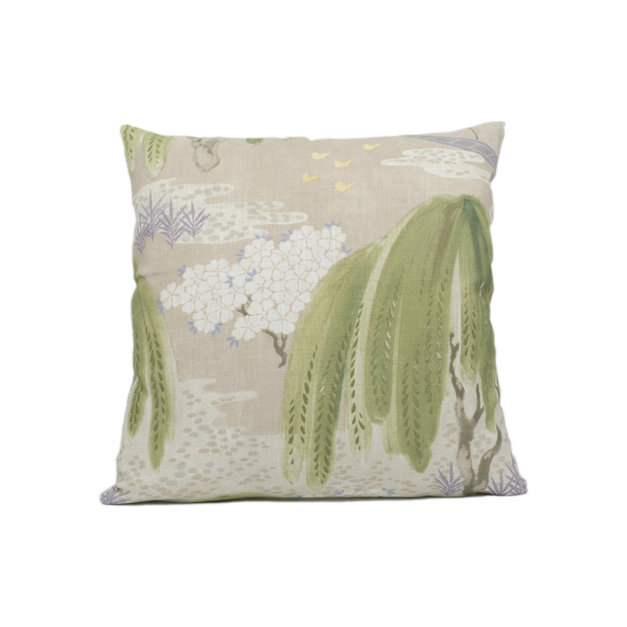 Anna French x Thibaut - Willow Tree - Beige - Asian Inspired Nature Scenes Cushion Cover - Handmade Throw Pillow - Designer Home Décor