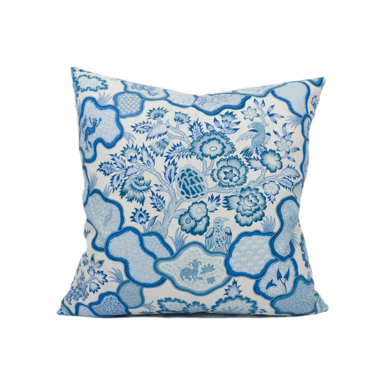 Scalamandre - Ziba - Porcelain Blue - Charming Bright Indonesian Batik Chintz Cushion Cover - Handmade Throw Pillow - Designer Home Décor