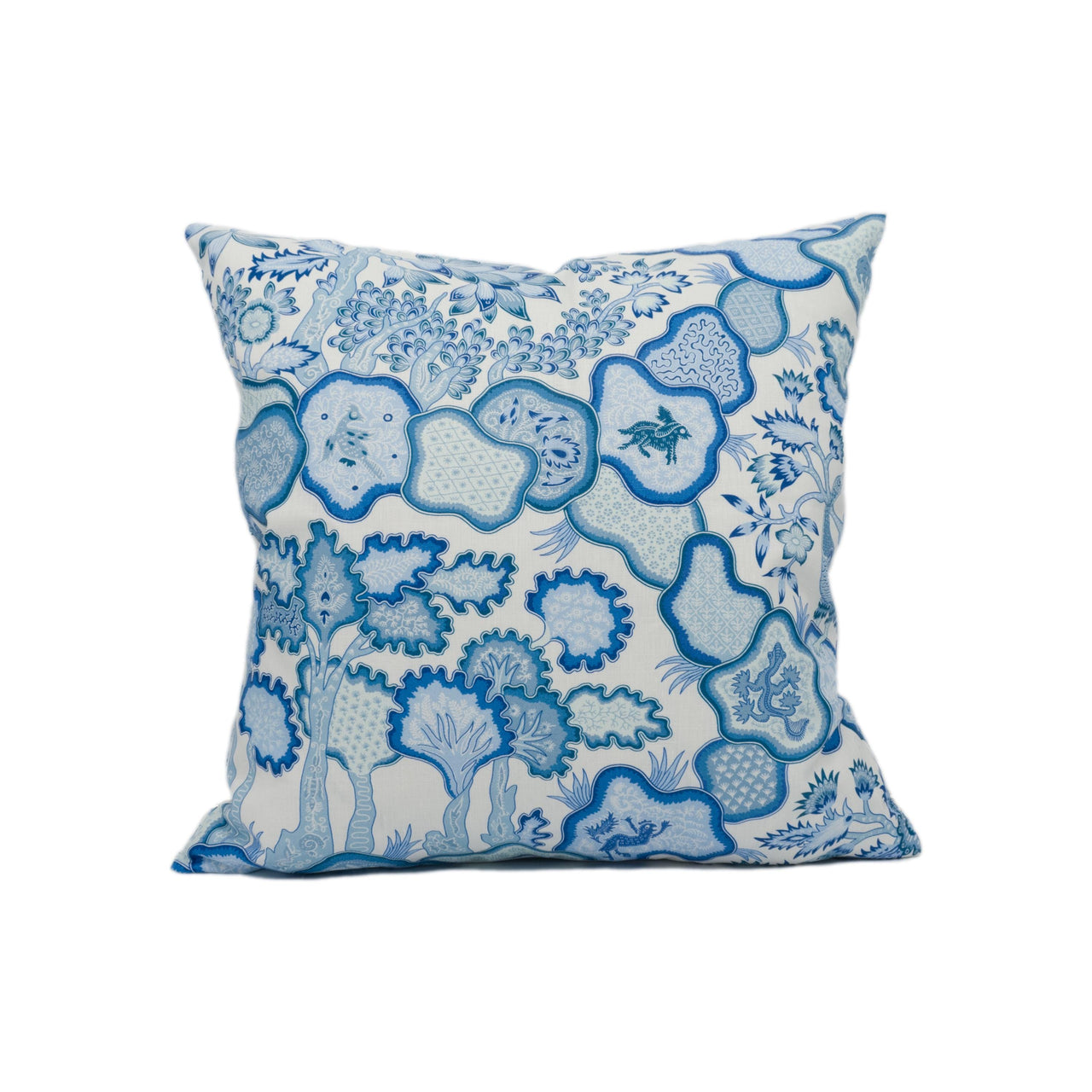 Scalamandre - Ziba - Porcelain Blue - Charming Bright Indonesian Batik Chintz Cushion Cover - Handmade Throw Pillow - Designer Home Décor