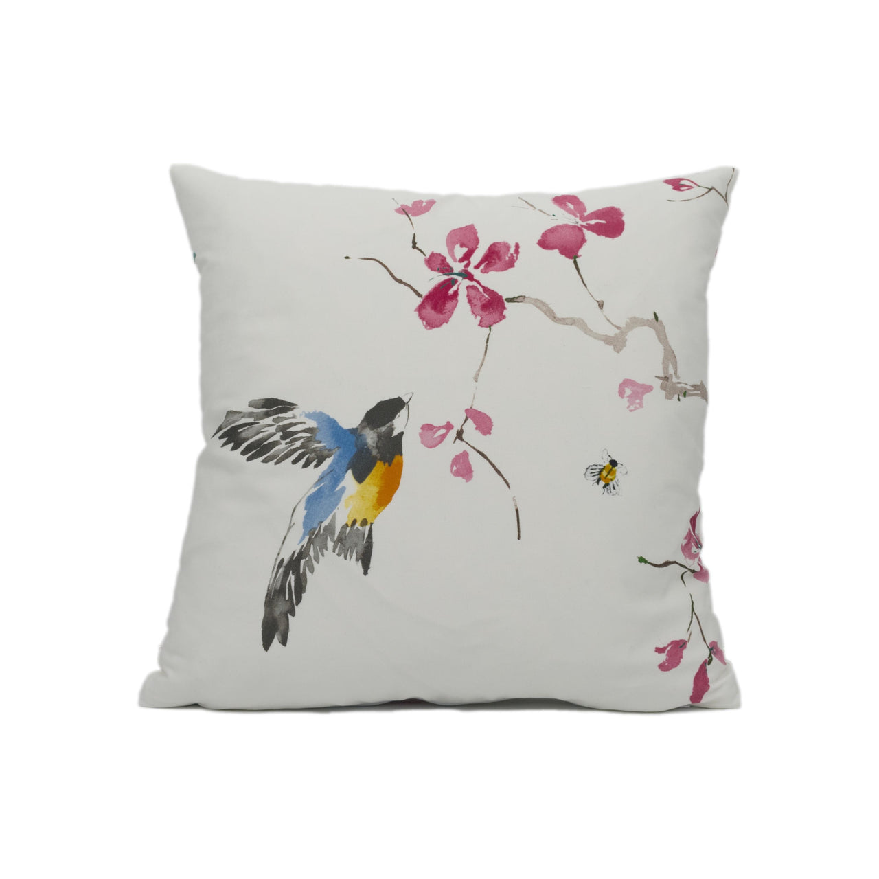 Sanderson - Magnolia & Blossom - Blossom / Leaf - Large Scale Floral Wildlife Cushion Cover - Handmade Throw Pillow - Designer Home Décor