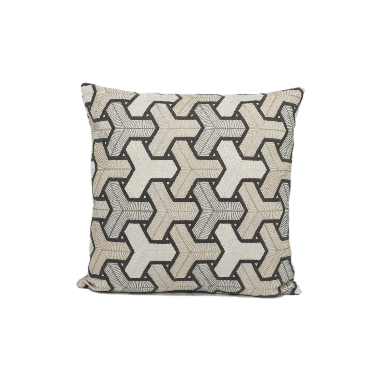 Camengo - Baleares - Anthracite - Exceptional Embroidered Modern Geometric Designer Cushion Cover - Luxury Throw Pillow - Handmade Home Deco