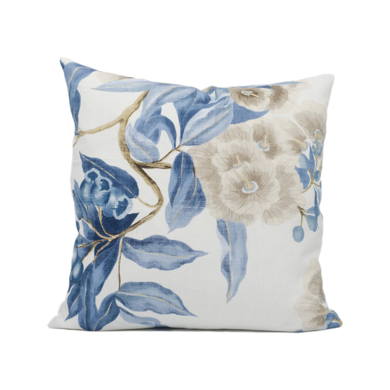 Thibaut - Camellia Garden - Linen and Navy - Beautiful English Trailing Floral Cushion Cover - Handmade Throw Pillow - Designer Home Décor