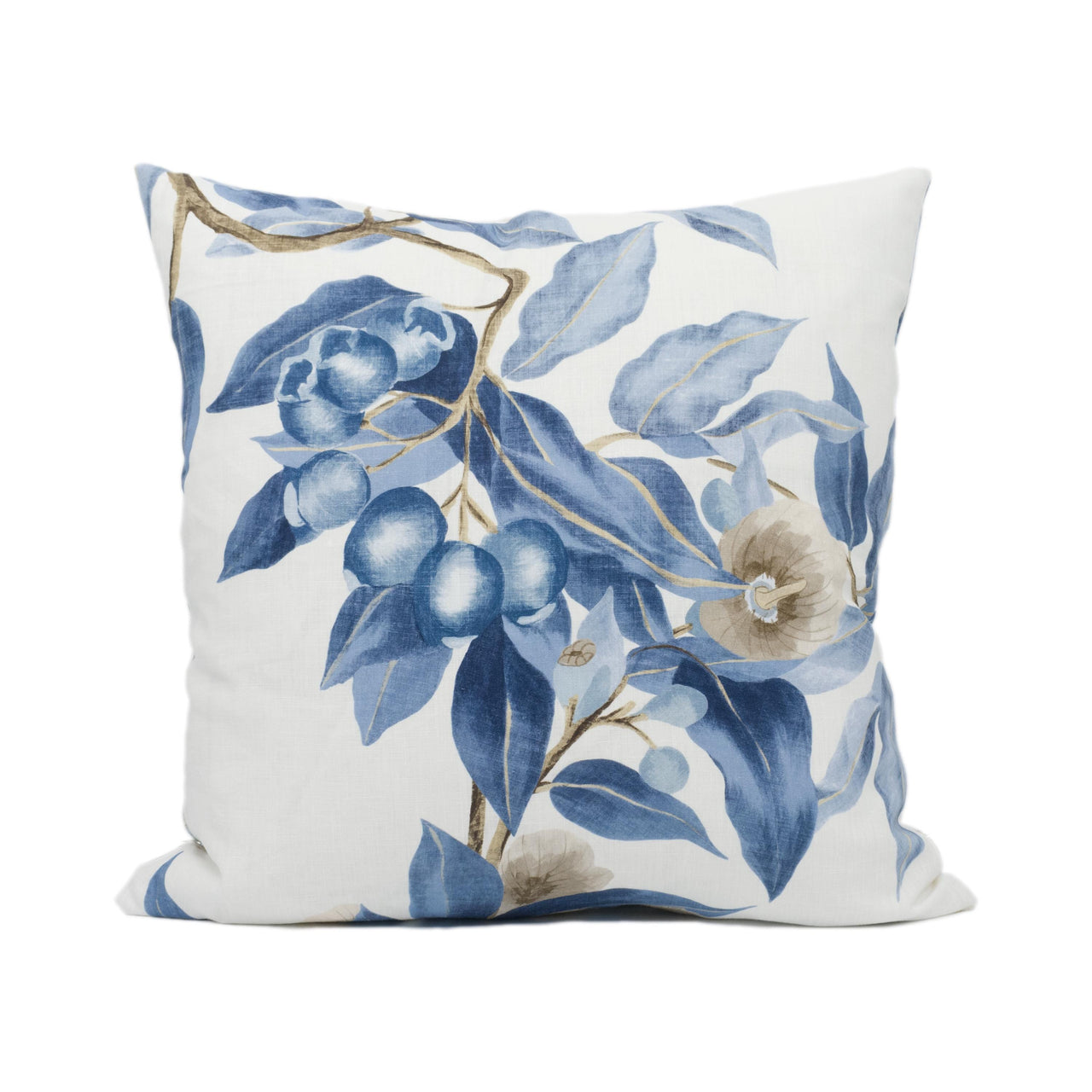 Thibaut - Camellia Garden - Linen and Navy - Beautiful English Trailing Floral Cushion Cover - Handmade Throw Pillow - Designer Home Décor