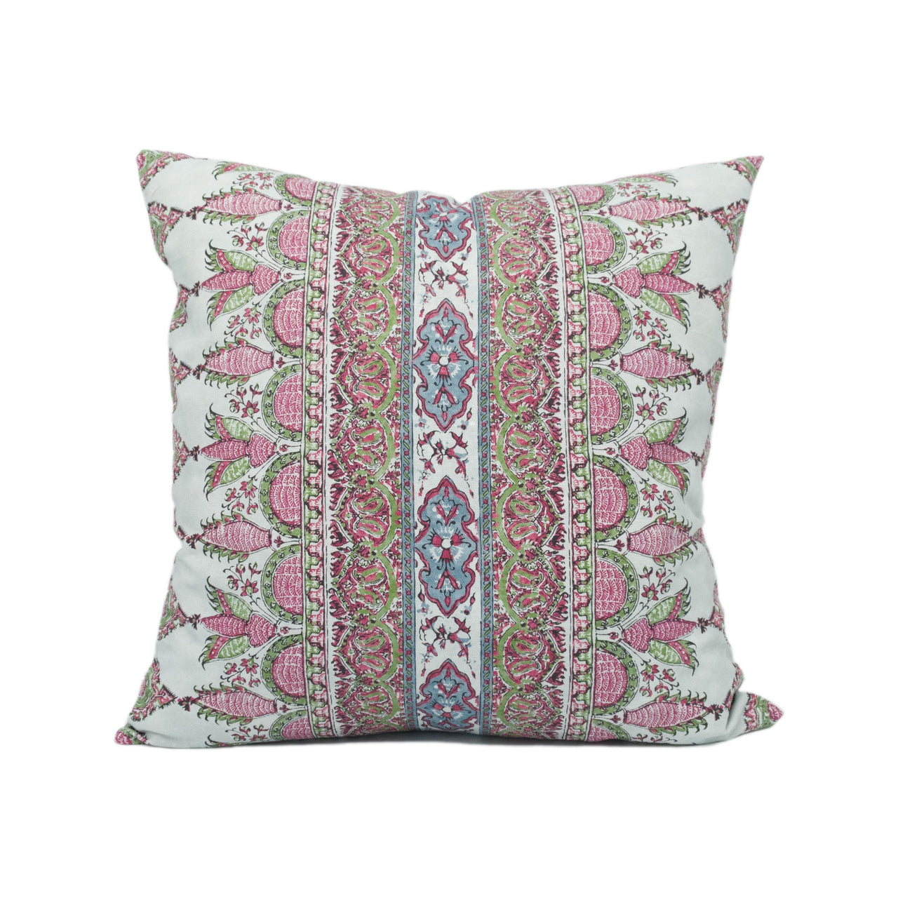 Thibaut - Akola Stripe - Raspberry and Teal - Palampore Inspired Stripe Design Cushion Cover - Handmade Throw Pillow - Designer Home Décor