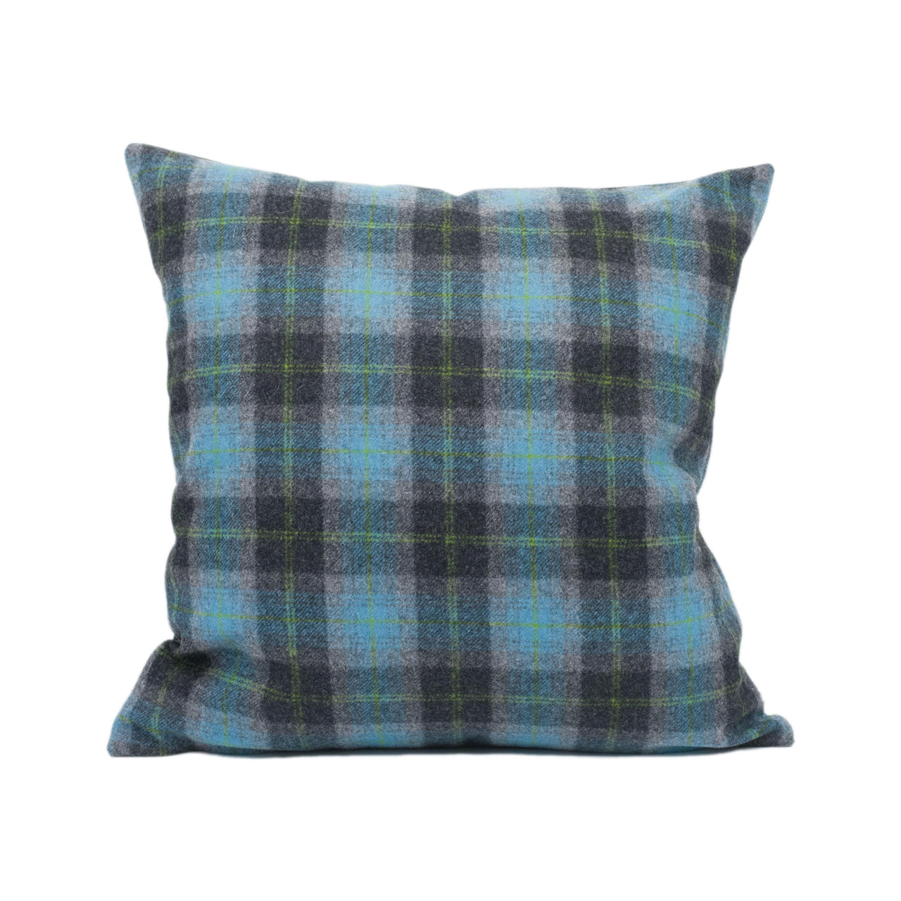 Abraham Moon - Wimbledon Check - Multi / Blue -  100% Wool Humane Sustainable Eco Friendly Designer Cushion Cover - Luxury Throw Pillow